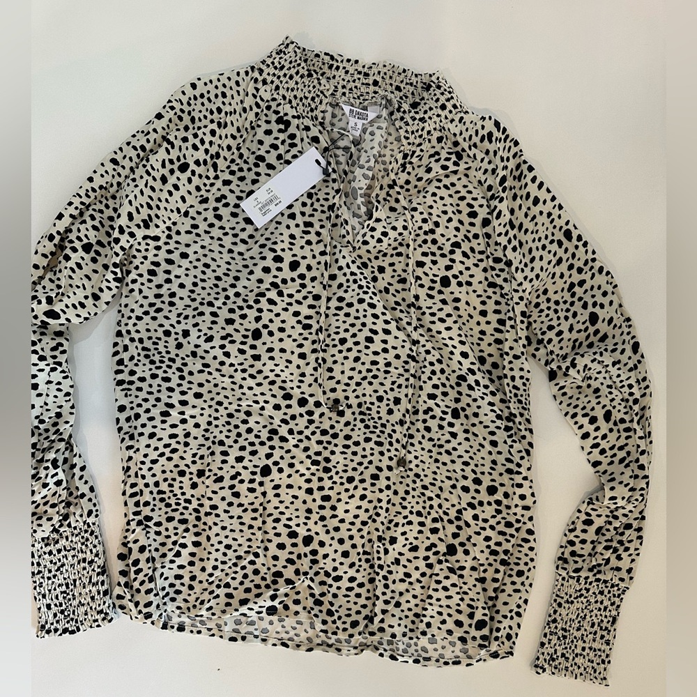 NWT - Women’s BB Dakota Black and Cream “Hot Spots” Blouse | Size S